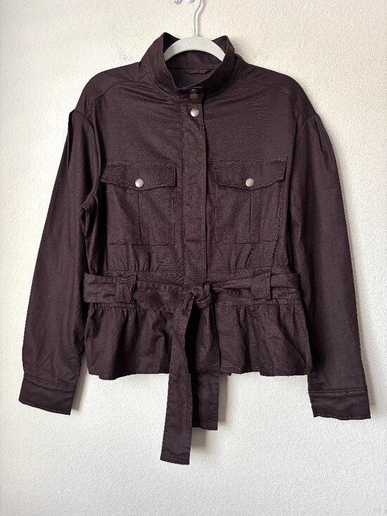 Banana Republic Jackets & Blazers - Banana Republic NEW Linen Aviator Tie Waist Jacket in Bark M Tall